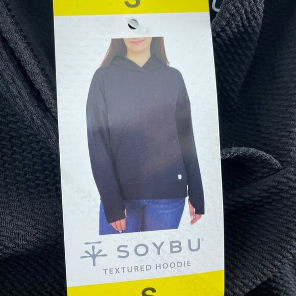 Soybu Textured Black Hoodie S Polyester/Spandex Womens Pullover NWT 3208 - Picture 6 of 10